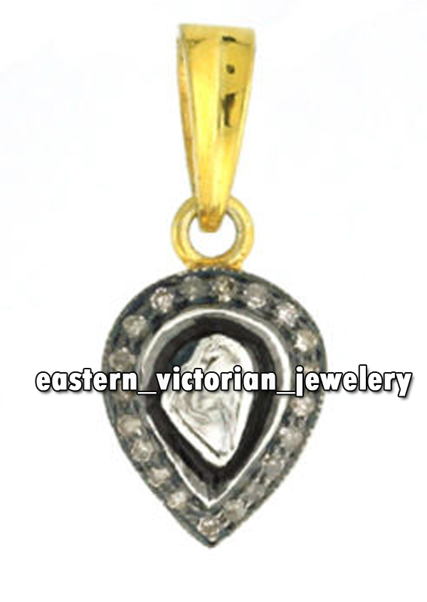 0.60ctw Genuine Old Mine Rose Antique cut Diamond Vintage Silver Pendant Jewelry