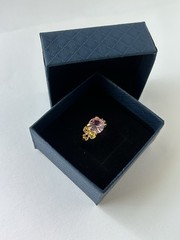 Vintage Pink Cubic Zirconia Ring Gold Plated Womens Size 6.5