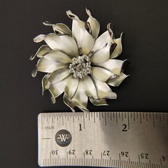 Vintage 3D Flower Brooch Pin Brushed Silver Tone Curled Petals Retro 1960s 2″