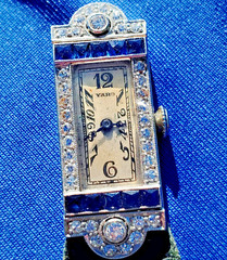 ORIGINAL Art Deco Raymond YARD Antique Diamond Sapphire Platinum Gatby era Watch
