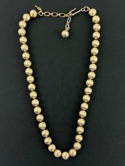 Vintage Crown Trifari Ball Bead Textured Gold Tone Chocker 14.5-16” Necklace