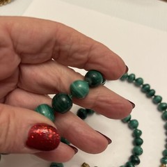 Vintage 22.5” Natural Malachite Graduated Beaded Neck 18” Heavy 115g Hand Carved