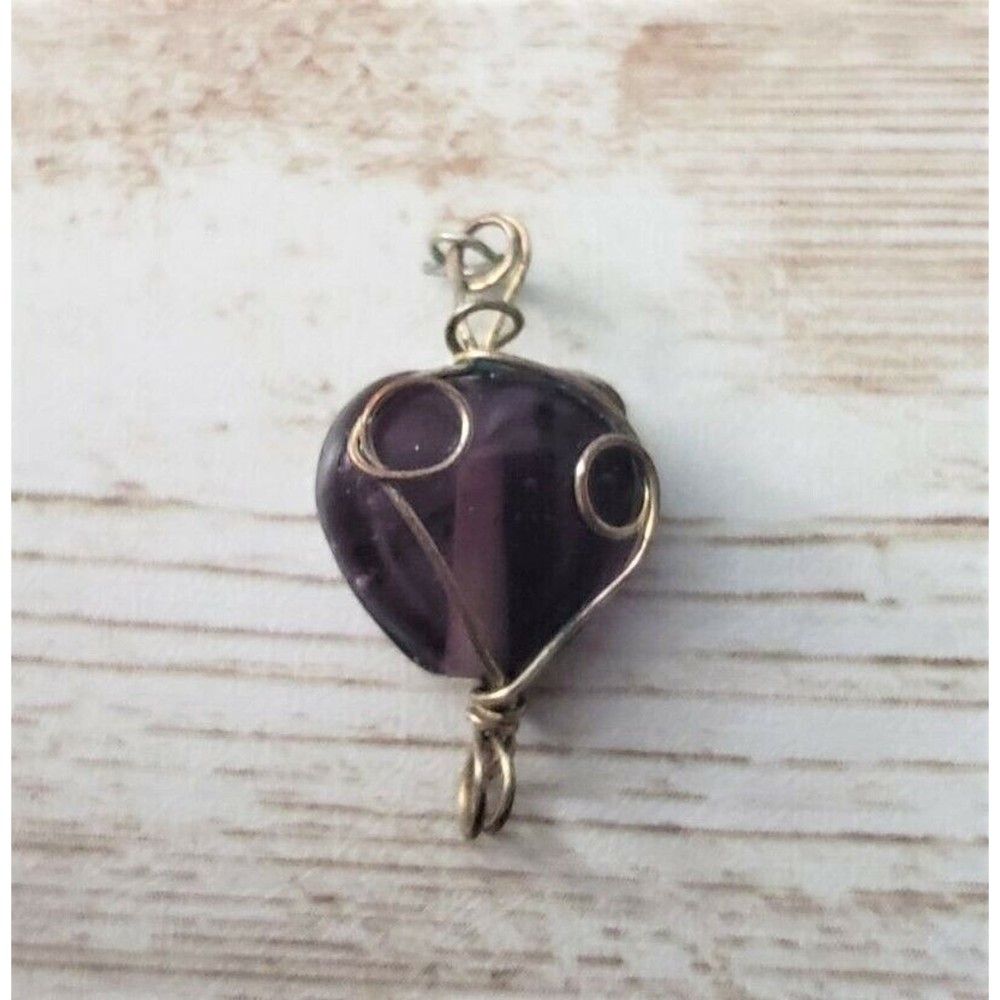 Vintage Pendant Purple With Wire Wrap – No Chain Included