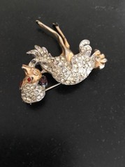Vintage Ostrich Brooch Unique Old Rhinestones As Pictured 2”