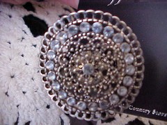 Costume Jewelry Ring Sapphire Silvertone Rhinestones Stretchable Band New