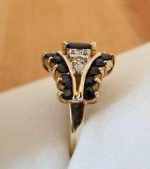 Art Deco Marquise Cut Sapphire & Lab Created Diamond 925 Silver Engagement Ring