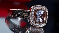 14k rose gold ring 1.45ct morganite natural diamond sz 7 halo 5.50g LeVian N3040
