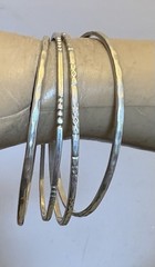 Vintage Taxco Sterling Silver Bangle Set 4 Handmade 925 Mexico Stackable