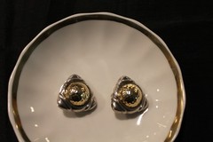 PBD Peter Brams Design Triangle Shape 14kt Yellow Gold and Sterling Earrings 1″L