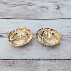 Vintage Stud Earrings Unusual Red & Gold Tone Statement