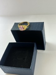 Vintage Pink Cubic Zirconia Ring Gold Plated Womens Size 6.5