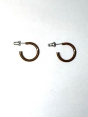 Vintage Solid Copper Earrings ½” Thin Wire C-Hoop 2.8 grams Post Back