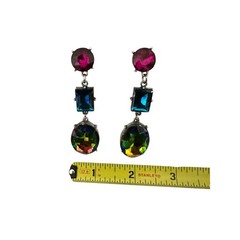 Dressy Tutifruti Magenta Blue & Mystic Topaz Style Dressy Dangle Drop Earrings