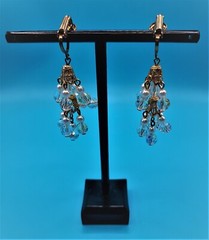 vintage clipon earrings faux pearl/clear rhinestones no brand 2″