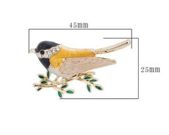 Bird Chickadee Yellow Vintage Gold Pin Brooch D-3616