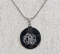 Vintage Monogram Letters E R G Silver Tone Pendant Necklace 18.5″ Serpentine