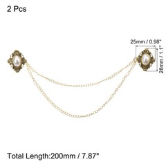 2pcs Sweater Clips Vintage Cardigan Collar Clips with Chain Gold