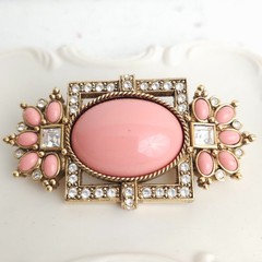 Vtg Elizabeth Taylor Avon Coral Brooch Clip Earrings Set Demi Parure Victorian