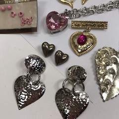 Vintage To Mod Heart Jewelry lot Love Retro Rockabilly locket 1+ pounds Coquette