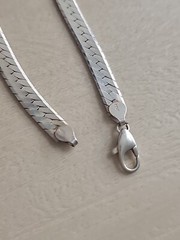 VINTAGE STERLING SILVER ITALY 30IN LONG MENS HERRINGBONE NECKLACE 7MM 62 GRAMS