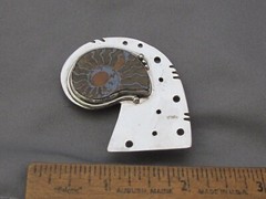 Fine ALAN UCHIN Signed Modernist Studio Craft AMMONITE BROOCH