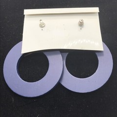 Vintage High End Fashion Jewlery SIlver tone Lg Blue Resin Pierced Earrings
