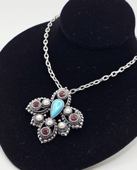 1974 Sarah Coventry Imperial Brooch/pendant Purple Crystal,Faux Pearl, Turquoise