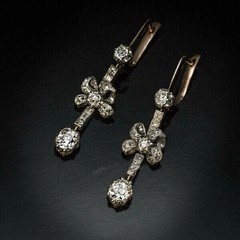 Art Deco Style Lab Created Diamond 14k Rose Gold FN Wedding Engagement Earrings