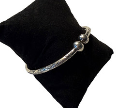 VINTAGE STERLING SILVER BANGLE WEST INDIES ISLAND BALL CUFF BRACELET 22g
