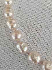 Vintage Signed Les Bernard Baroque Faux Pearls Cream Hand Knotted 29”Necklace