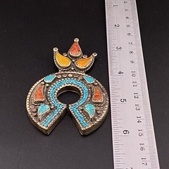 Horseshoe Design Old Ethnic Unique Tibetan Multi Colour Outstanding Nice Pendant