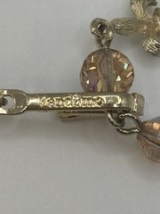 Vintage VENDOME MCM AB Crystal Double Strand Necklace Cream Color Bead Caps 16″