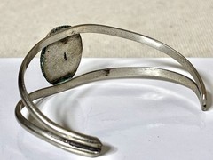 Alpaca Mexico Silver Cuff Bracelet Turquoise Adjustable