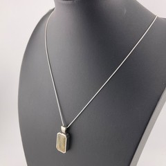 Vtg Golden Straw Rutilated Quartz Pendant Sterling Silver Necklace Box Chain 24”