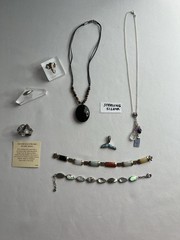 Vintage Sterling Silver Jewelry Lot 8pcs Necklaces Rings Bracelets