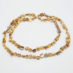 Warm Brown Beige Tone MOP Abalone Tri Tip Nugget NO CLASP Vintage Necklace 36 in
