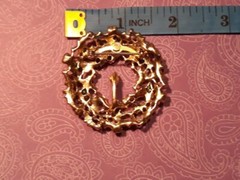 Vintage Christmas Holiday Wreath & Candle Brooch Pin