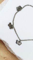 Vintage Children’s Silver Tone Multi-Color Enamel Butterfly Charm Bracelet, 7″ L