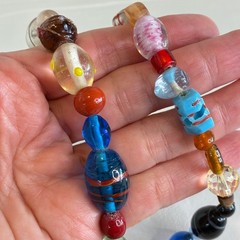 Vintage Necklace Handcrafted Glass Bead Lampwork Long Strand Multi Color 37″
