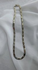 Vtg Modernist Sterling Silver Flat Oval Link Necklace 20″