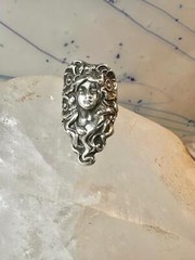 Art Nouveau ring face art deco band size 4 sterling silver women girls