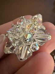 Vintage AB Coated Crystal Brooch Necklace Jewelry Set SPARKLY