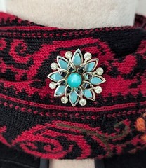 Blue Flower Brooch Scarf Lapel Pin Moonglow Lucite Floral Dainty Vintage Jewelry