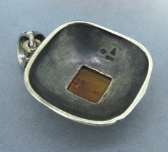 Vintage Sterlling Silver Slipada Amber Square Pendant