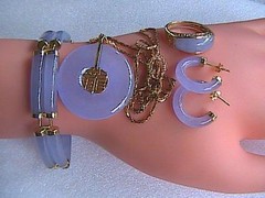 14k Yellow Gold Lavender Bracelet, Ring, Earrings & Necklace Set