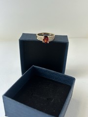 Vintage Red Cubic Zirconia Ring Gold Plated Womens Size 8.5