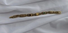 1960s Goldette NY Multi-Stone Gold Tone Bracelet 7.25″ Lattice Links