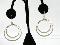 BR Banana Republic Sterling Silver Double Circle Hook Earrings 925 7.8g 2.25 In