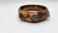 Vintage Brass and Bone with gemstones Bangle bracelet