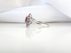 Vintage Sterling Silver Natural Irradiated Pink Tourmaline Halo Ring Size 7